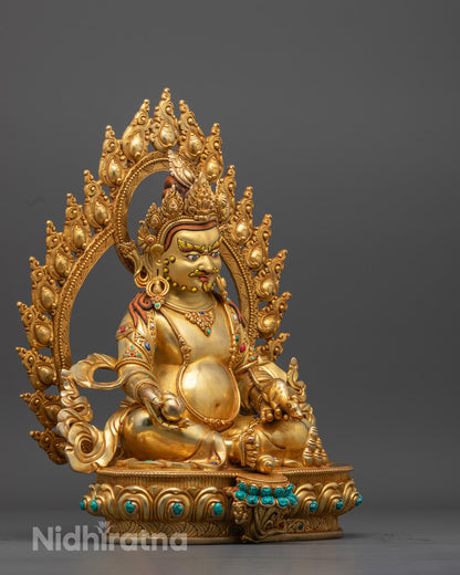Prosperity Dzambhala Statue | Nepali Handcrafted Gold-Gilded Buddhist Figure