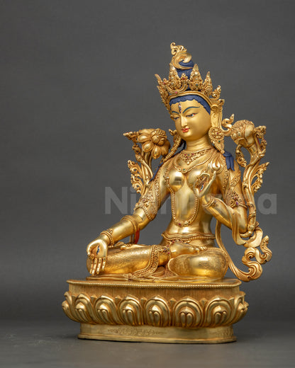 Pure Liberator White Tara Statue left view side showing healing and mindful energy