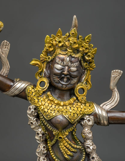 Wrathful Rahula Statue Set | Tibetan Buddhist Altar Decor from Nepal