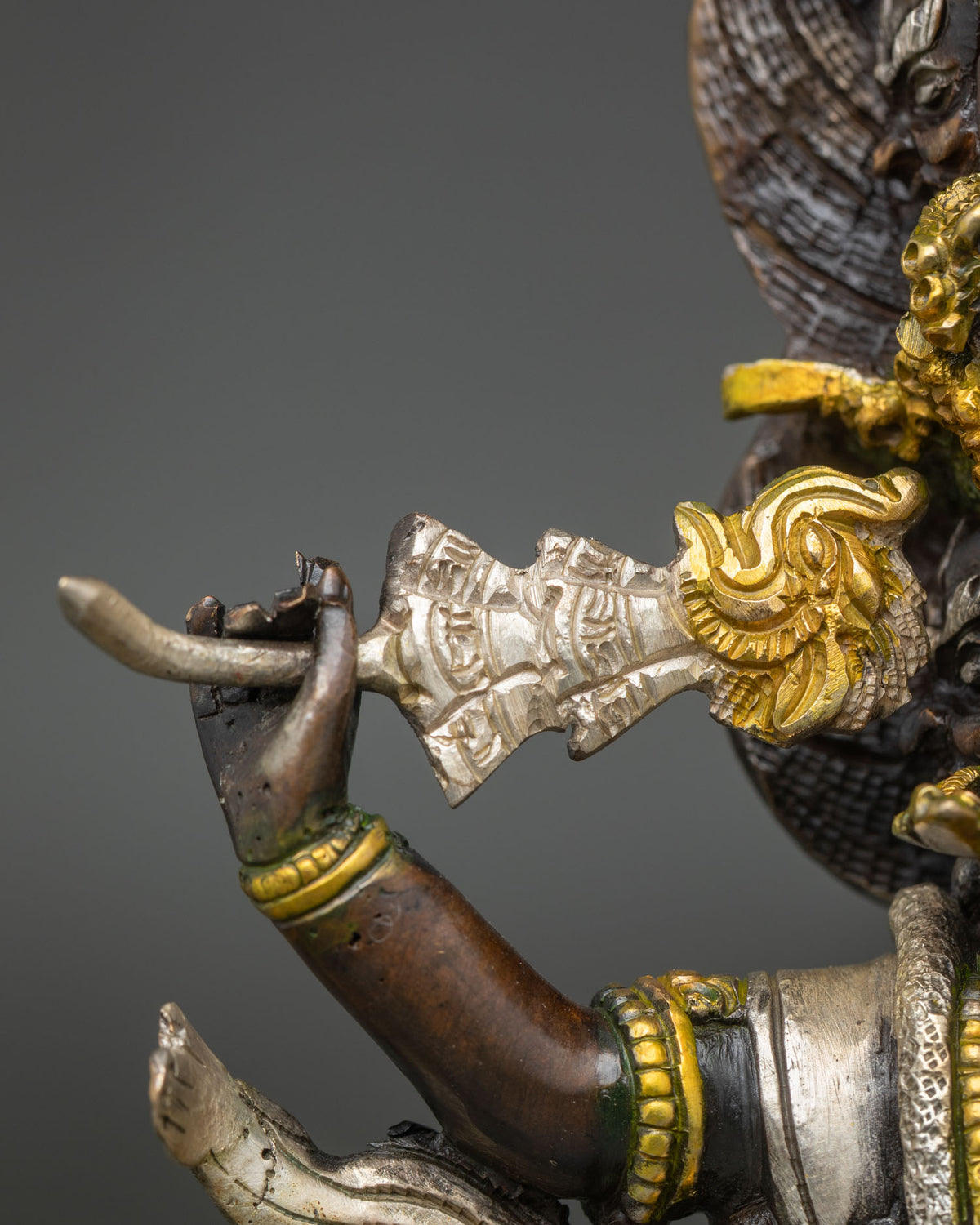 Wrathful Rahula Statue Set | Tibetan Buddhist Altar Decor from Nepal