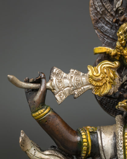 Wrathful Rahula Statue Set | Tibetan Buddhist Altar Decor from Nepal