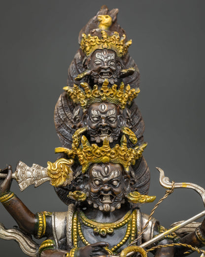 Wrathful Rahula Statue Set | Tibetan Buddhist Altar Decor from Nepal