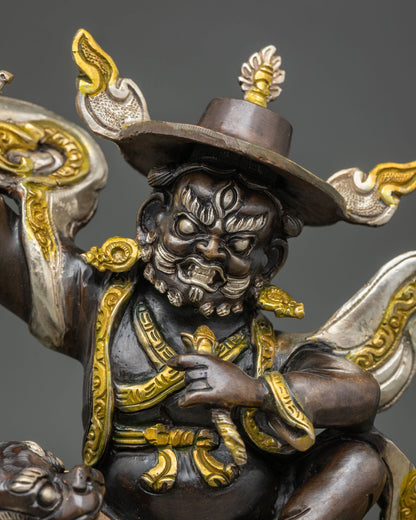 Wrathful Rahula Statue Set | Tibetan Buddhist Altar Decor from Nepal