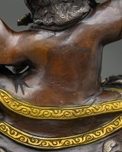 Wrathful Rahula Statue Set | Tibetan Buddhist Altar Decor from Nepal