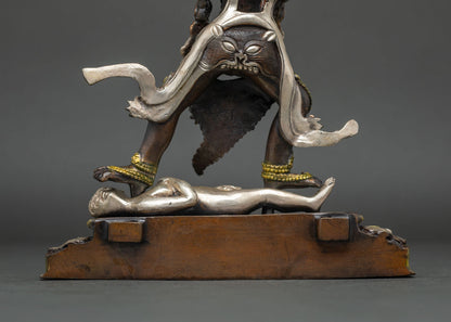 Wrathful Rahula Statue Set | Tibetan Buddhist Altar Decor from Nepal