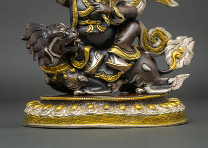 Wrathful Rahula Statue Set | Tibetan Buddhist Altar Decor from Nepal