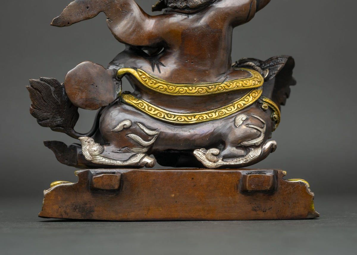 Wrathful Rahula Statue Set | Tibetan Buddhist Altar Decor from Nepal