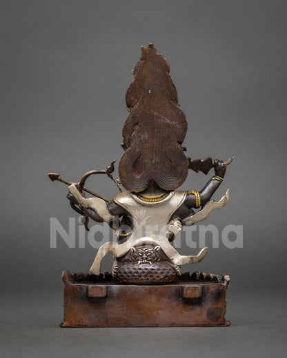 Wrathful Rahula Statue Set | Tibetan Buddhist Altar Decor from Nepal