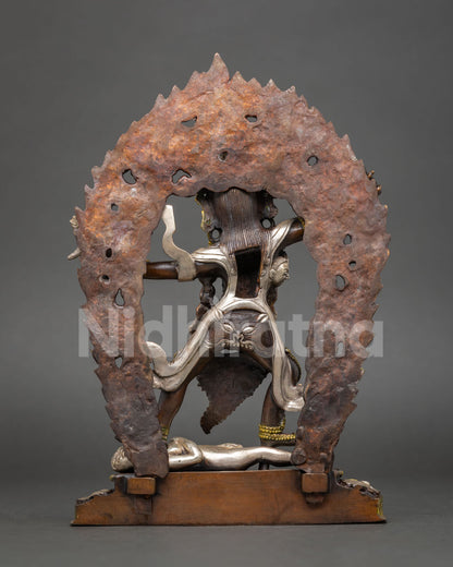 Wrathful Rahula Statue Set | Tibetan Buddhist Altar Decor from Nepal