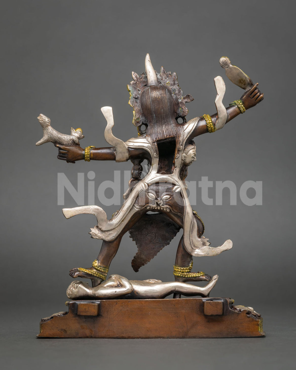 Wrathful Rahula Statue Set | Tibetan Buddhist Altar Decor from Nepal