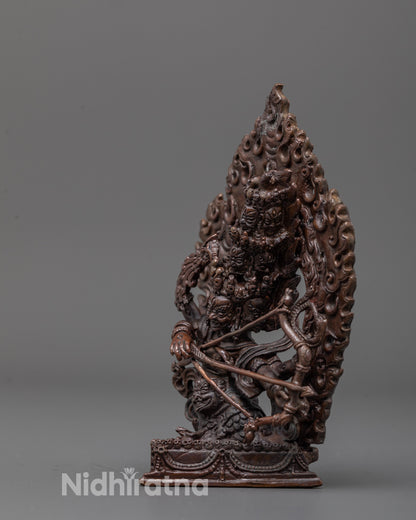Machine-Made Rahula Statue | Buddhist Guardian in Oxidized Finish