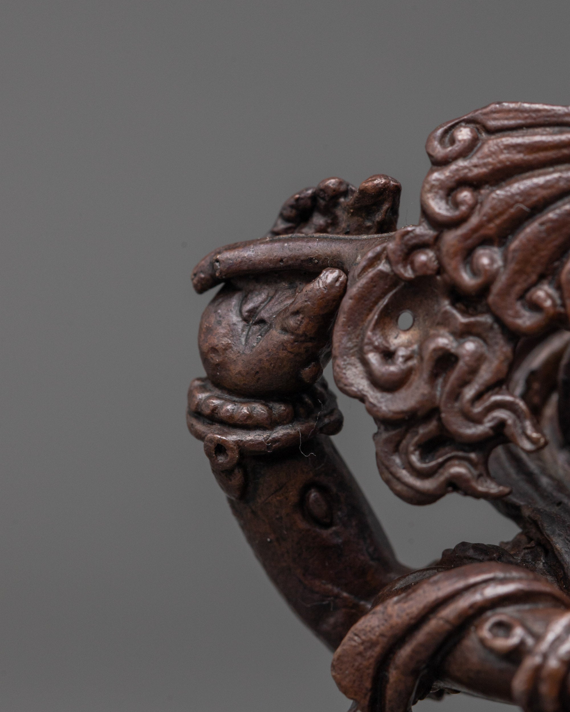 Machine-Made Rahula Statue | Buddhist Guardian in Oxidized Finish