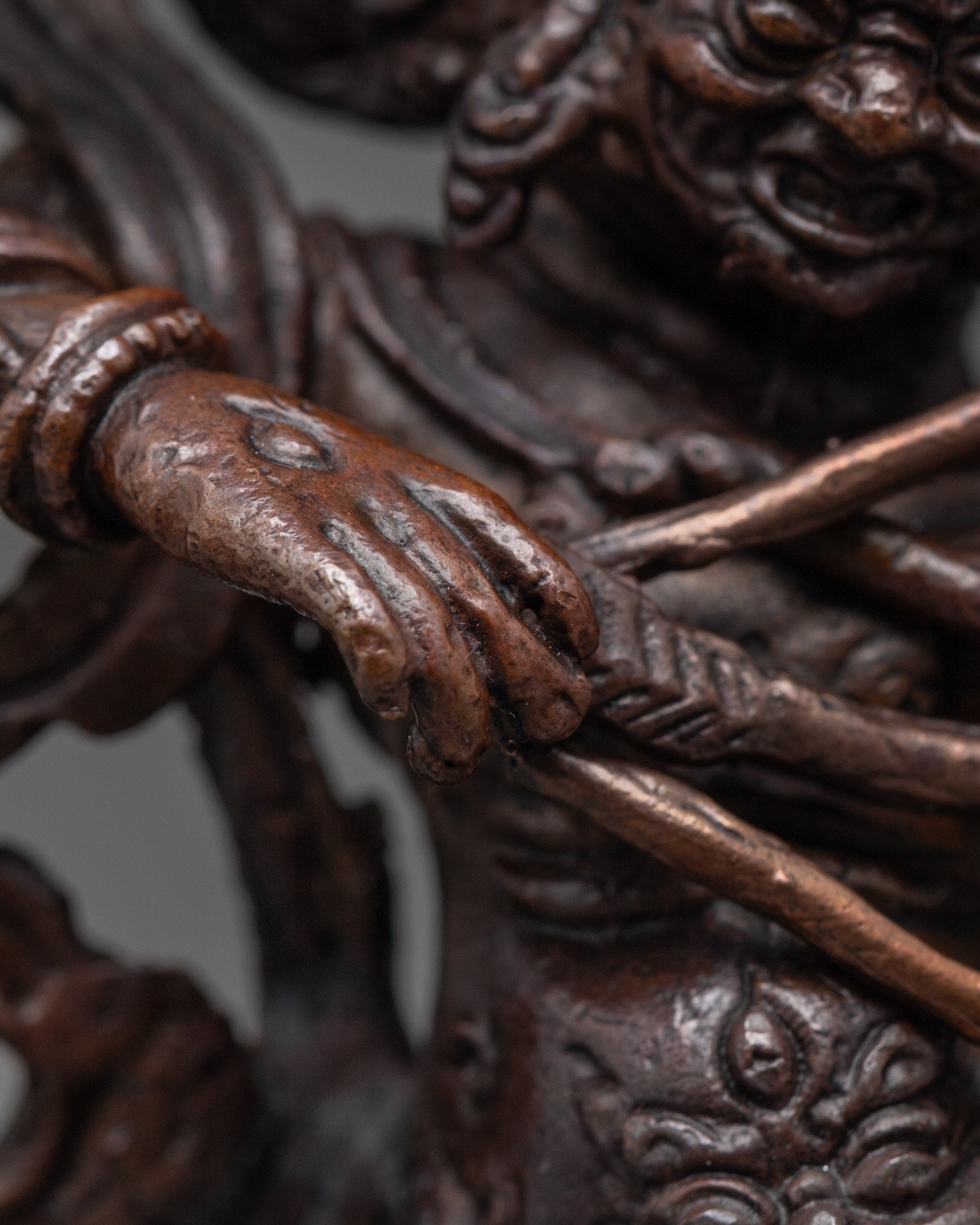 Machine-Made Rahula Statue | Buddhist Guardian in Oxidized Finish