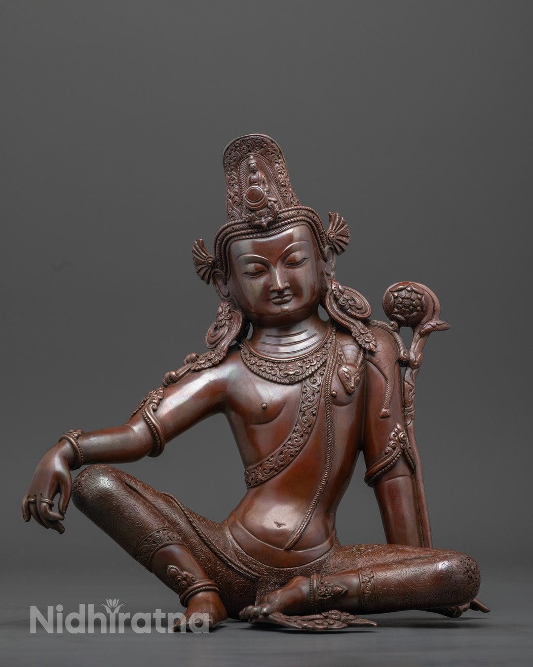 Traditionally Sacred Hand-Carved Rare Bodhisattva Chenrezig Statue From Nepal