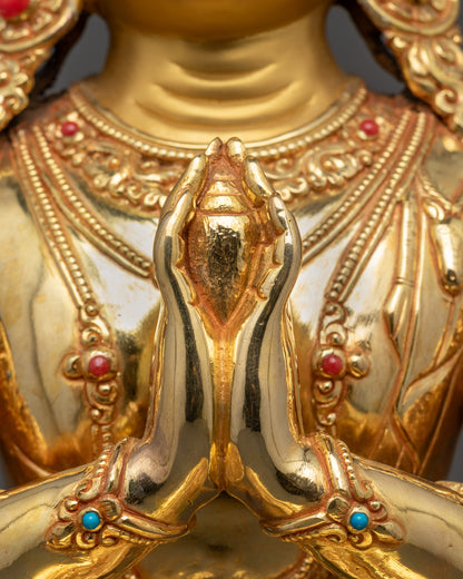 Rear View of Chenrezig Statue Highlighting the Fierce Halo and Artisan Carving Work