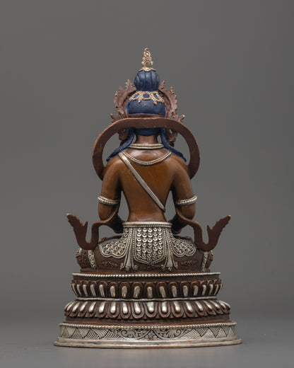 Rear View of Traditional Amitayus Sculpture Showcasing Himalayan Handcrafted
