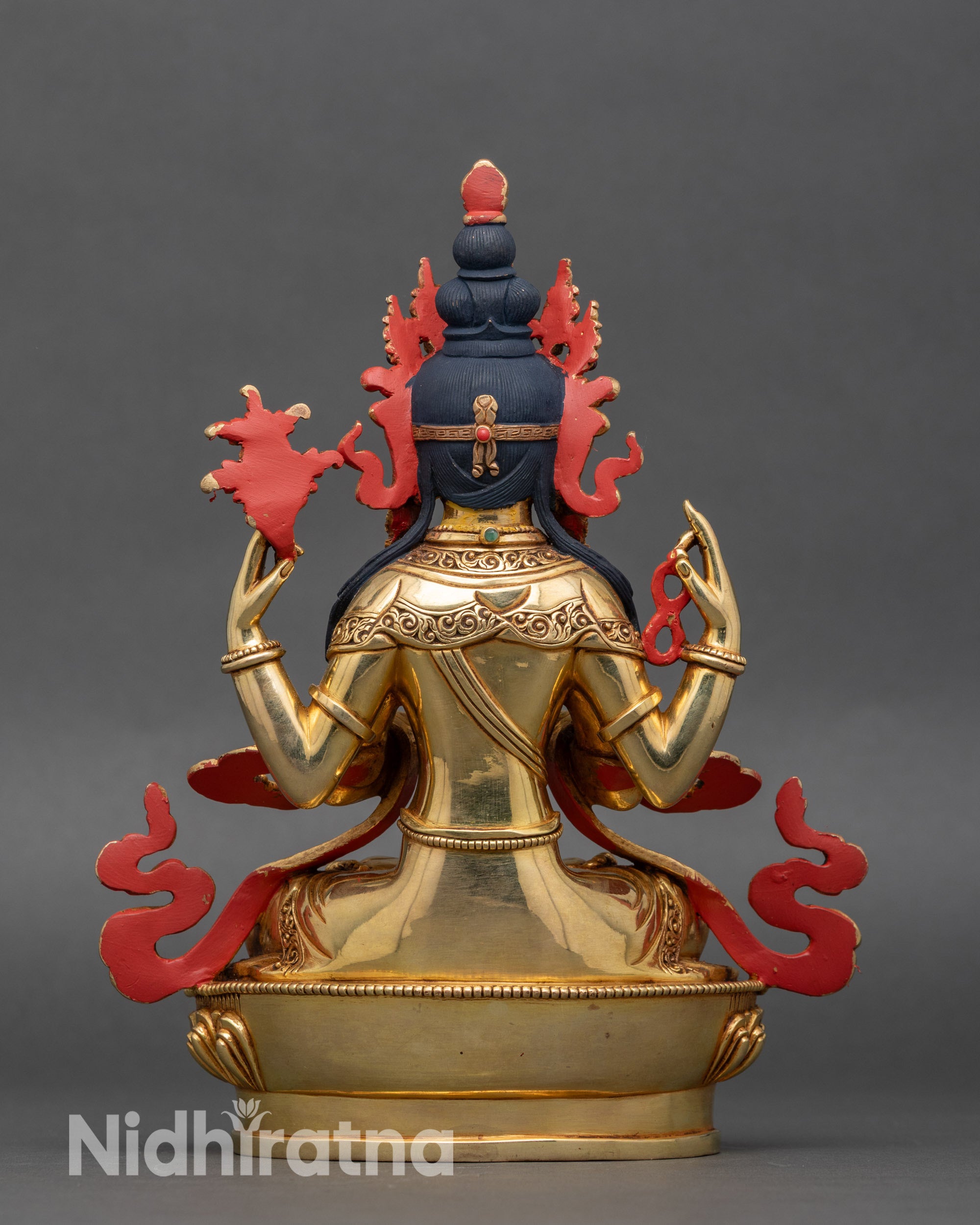 Rear angle handcrafted Chenrezig bodhisattva Buddhist art