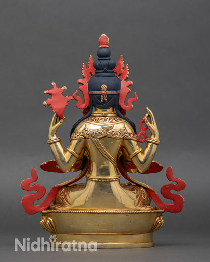 Rear angle handcrafted Chenrezig bodhisattva Buddhist art