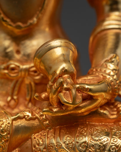 Rear view highlighting intricate lotus throne and hollow consecration chamber