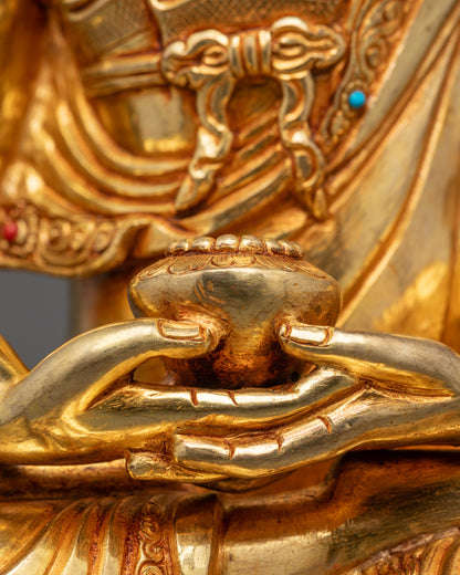 Rear view of Amitabha Buddha Statue highlighting the detailed robe patterns