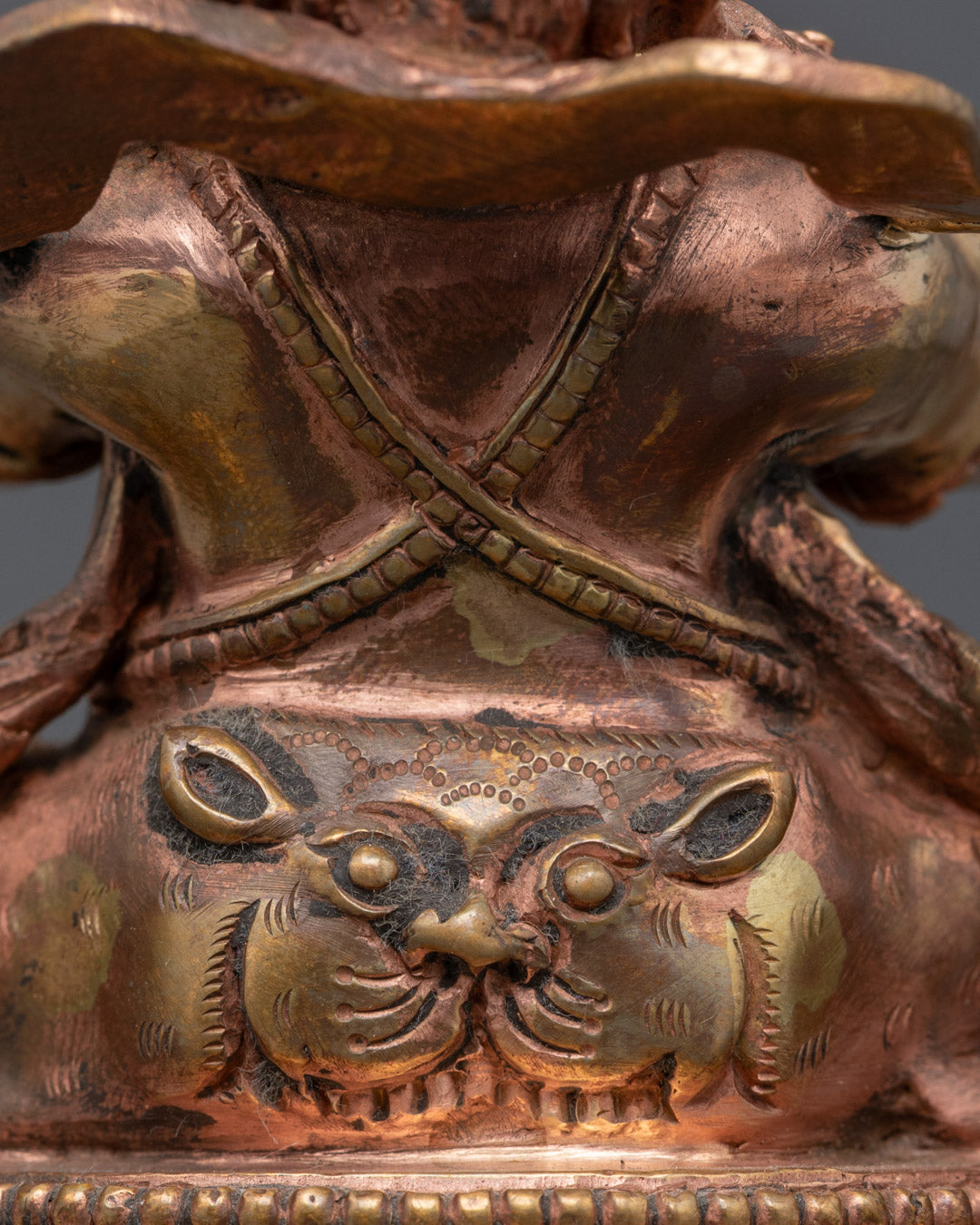 Rear view of Dorje Khadro statue showing hollow consecration chamber design
