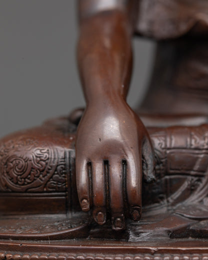 Rear view of Shakyamuni Buddha Statue highlighting lotus throne, robe patterns