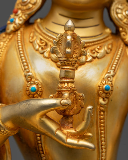 Rear view of Vajrasattva statue highlighting fine hand-carved patterns