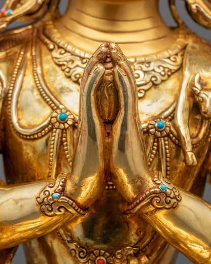 Rear view of the Chenrezig Statue highlighting the sculpted lotus base