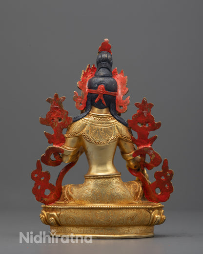 Rear view of the Green Tara sculpture revealing the consecration chamber