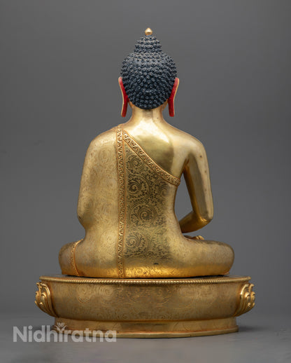 Shakyamuni Buddha Statue revealing the hidden hollow space for placing auspicious mantras and sacred substances.