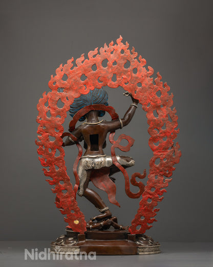 Rear view of traditional Singha Mukha sculpture showing ornamental back design