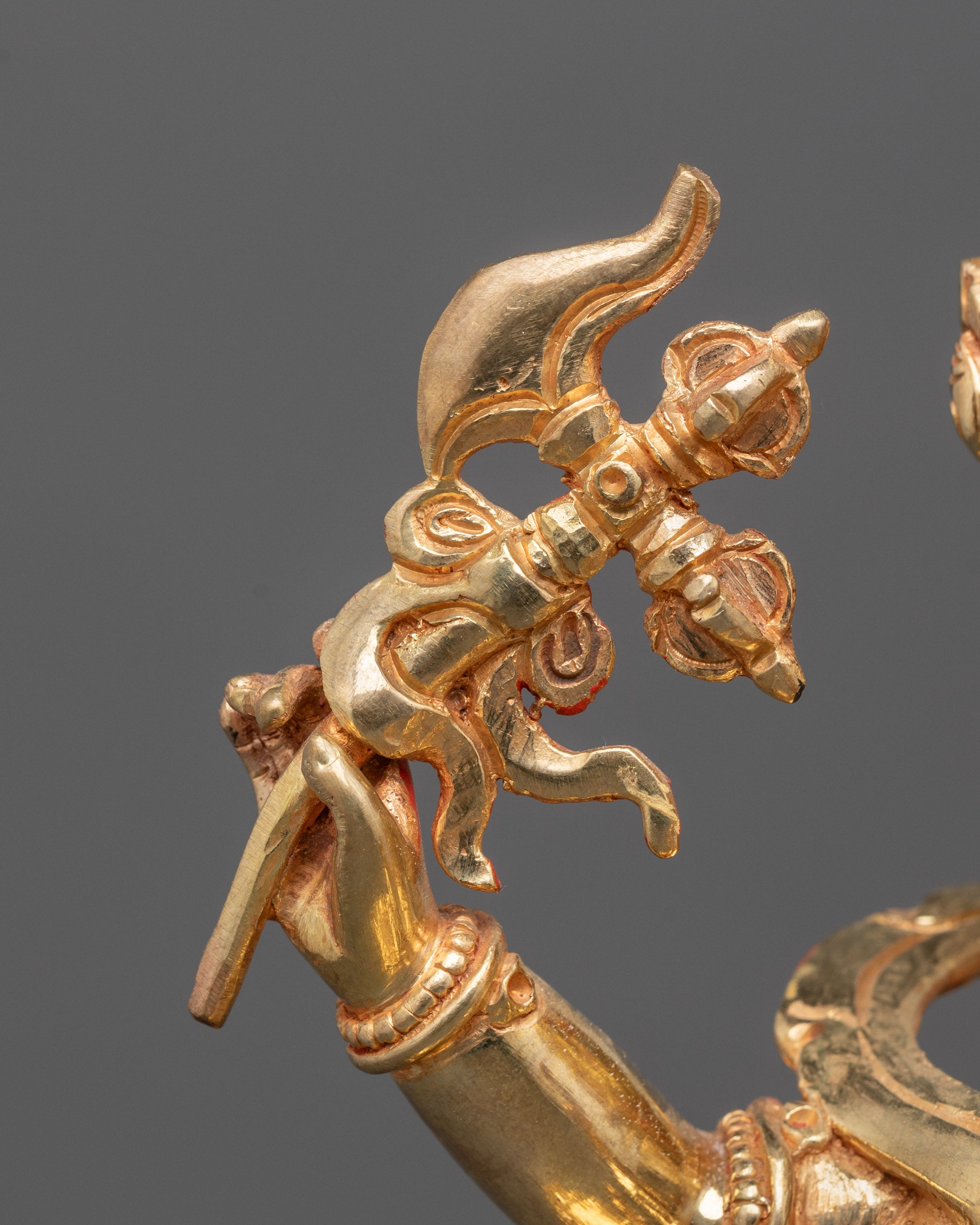 Hand-Carved Red Dzambhala Statue | Himalayan Prosperity Guardian