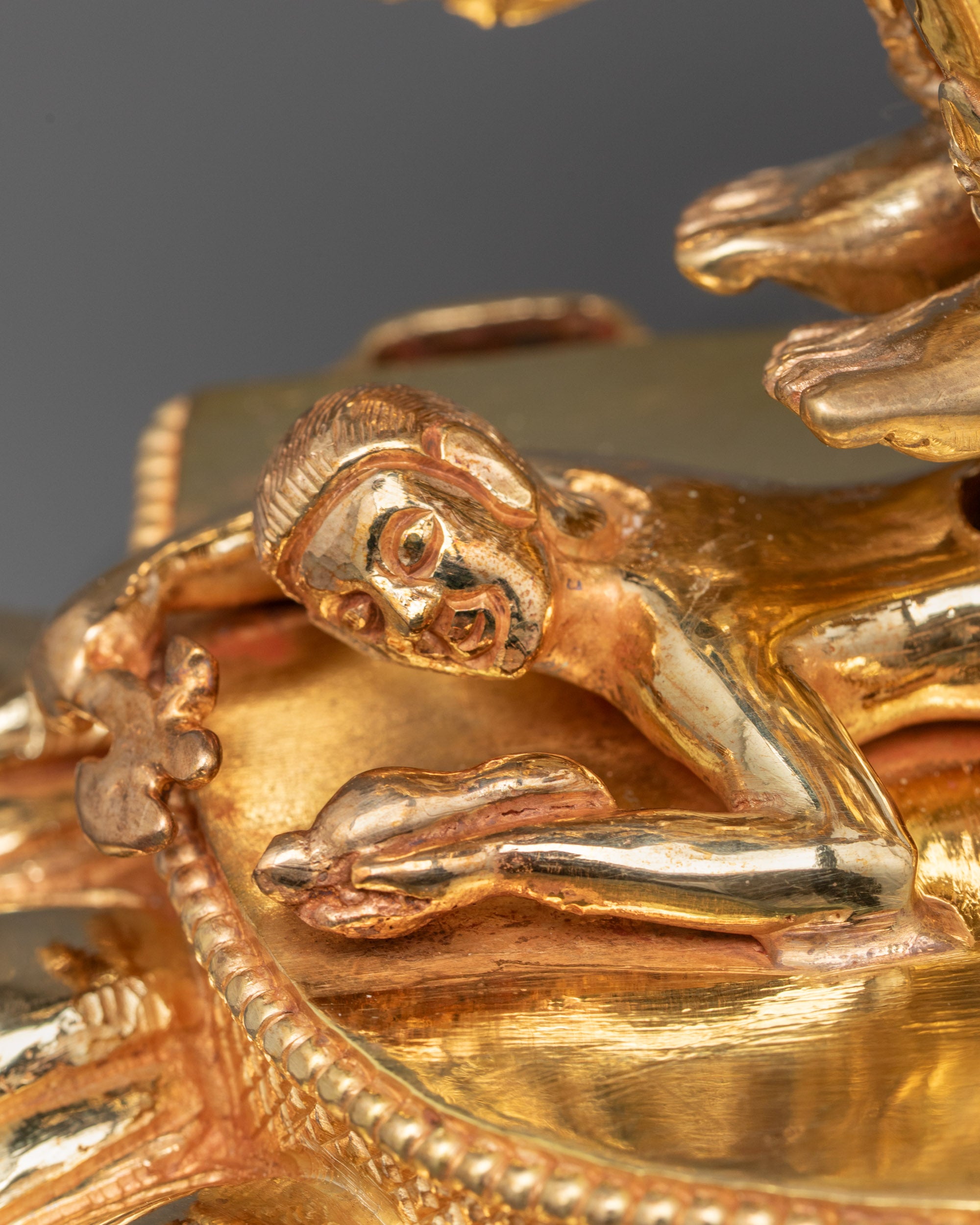 Hand-Carved Red Dzambhala Statue | Himalayan Prosperity Guardian