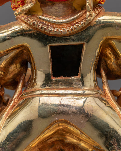 Hand-Carved Red Dzambhala Statue | Himalayan Prosperity Guardian