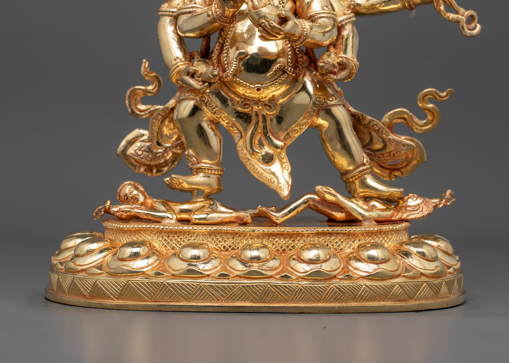 Hand-Carved Red Dzambhala Statue | Himalayan Prosperity Guardian