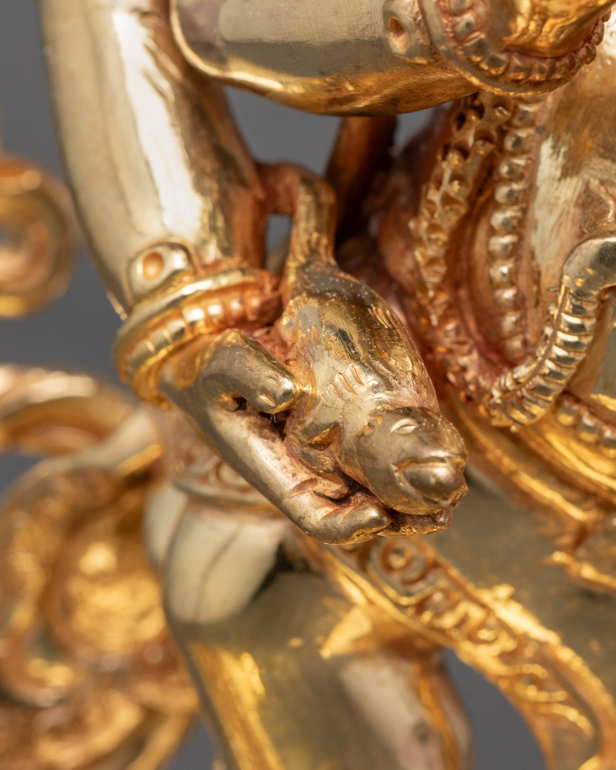 Hand-Carved Red Dzambhala Statue | Himalayan Prosperity Guardian