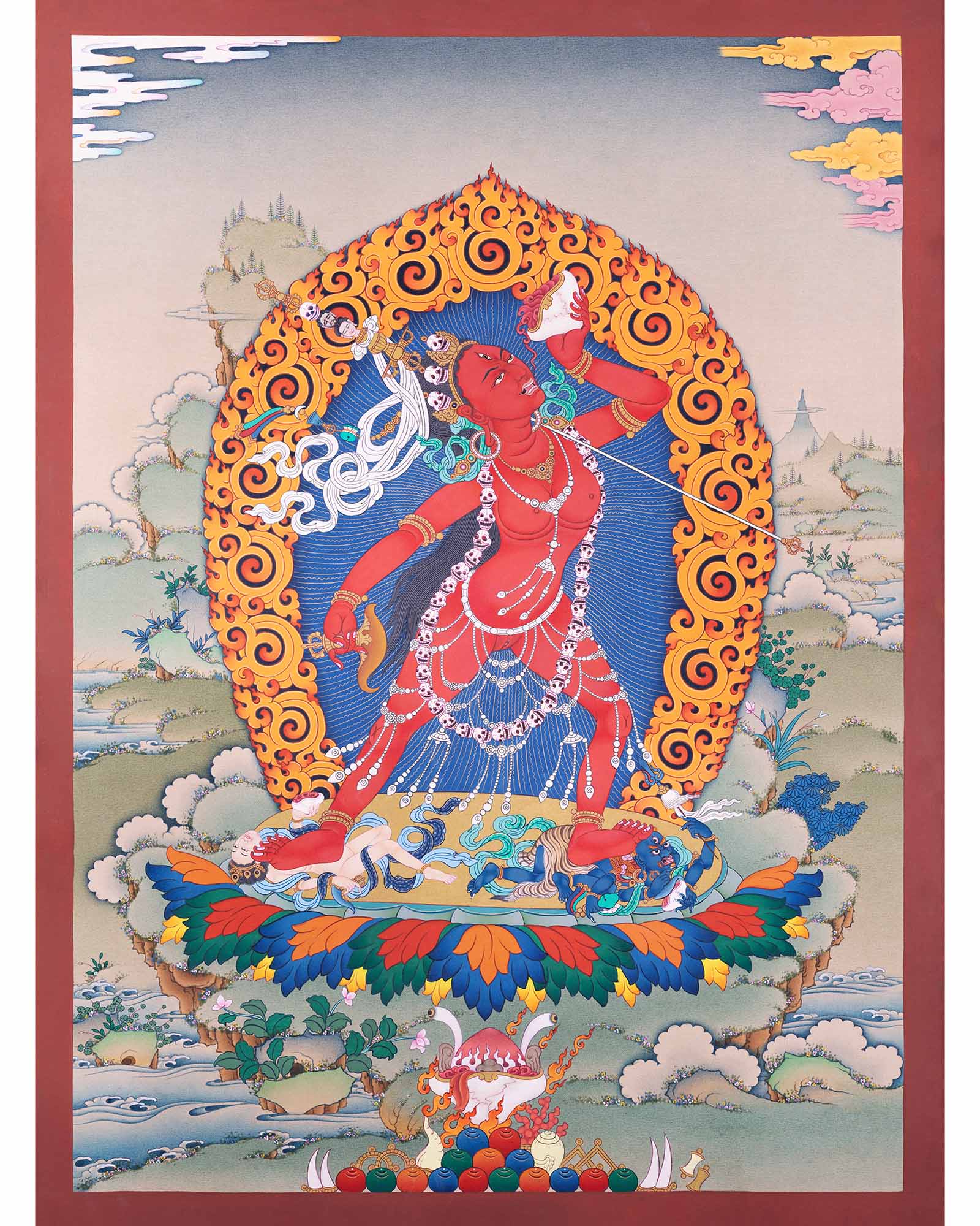 red-dakini-vajrayogini-thangka-print-front-view-vajrayana-art-nepal