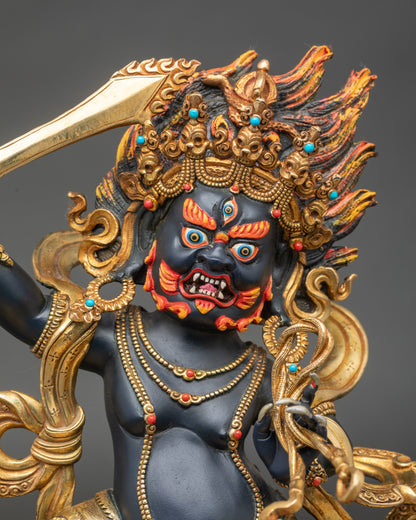 Regular close-up of Achala Statue showing wrathful face and intricate details