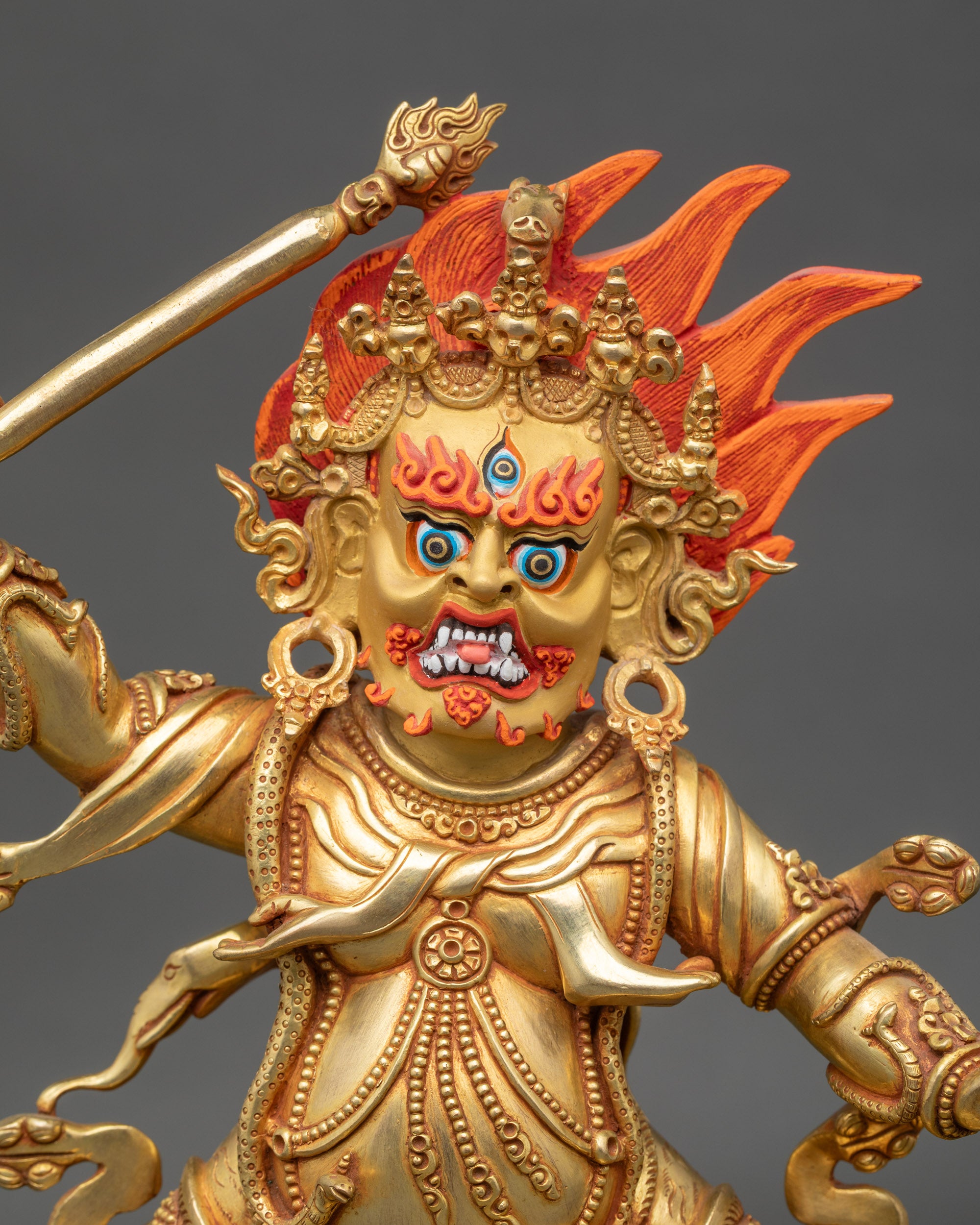 Regular close-up of Hayagriva Statue showing wrathful protector deity details