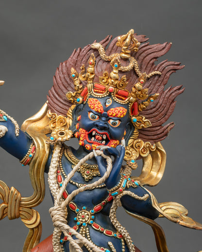 Regular close-up of Vajrapani Bodhisattva showing detailed robes and lotus pedestal