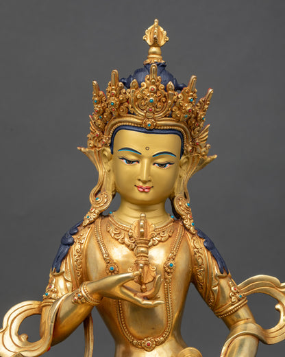 Regular close-up of Vajrasattva Statue showing detailed lotus seat and sacred iconography