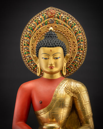 Regular close up Amitabha Buddha Face highlighting intricate craftsmanship
