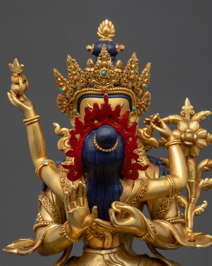 Regular close up Buddha consort statue lost wax Nepalese artisan craftsmanship