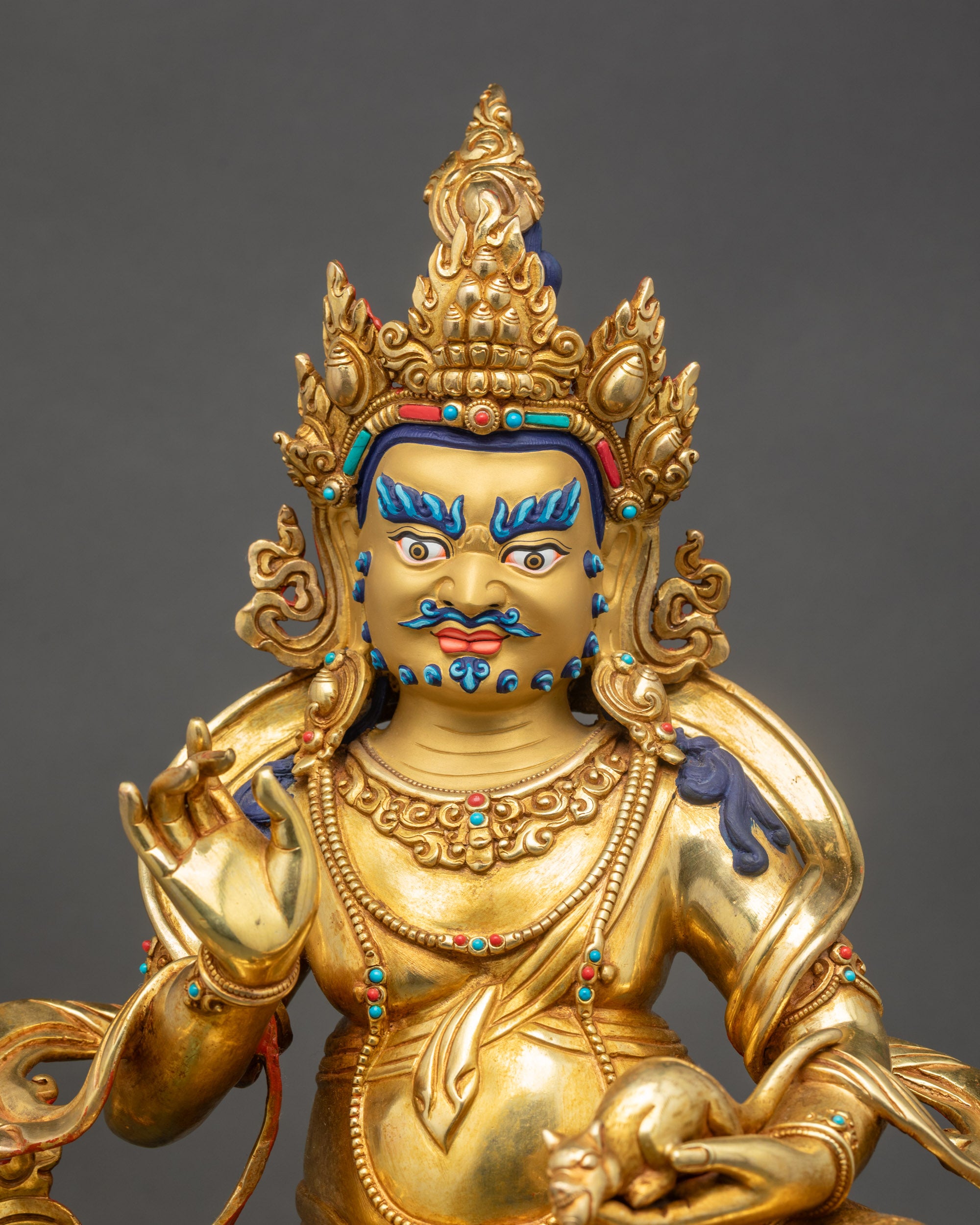 Regular close up Namtoshe statue gold fire gilded copper lost wax Nepal
