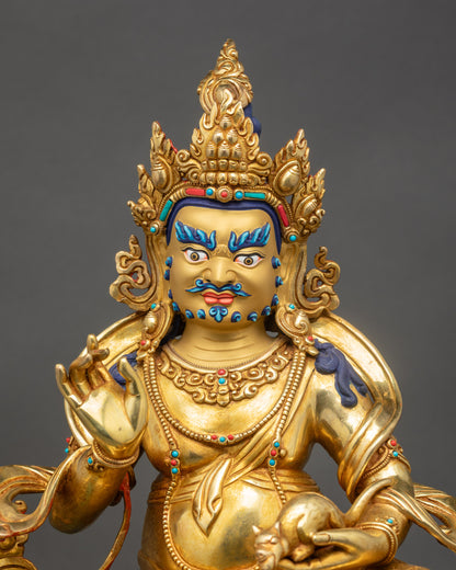 Regular close up Namtoshe statue gold fire gilded copper lost wax Nepal
