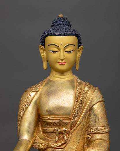 Regular close up of Suparakirtita Namasri Buddha statue with detailed robe patterns
