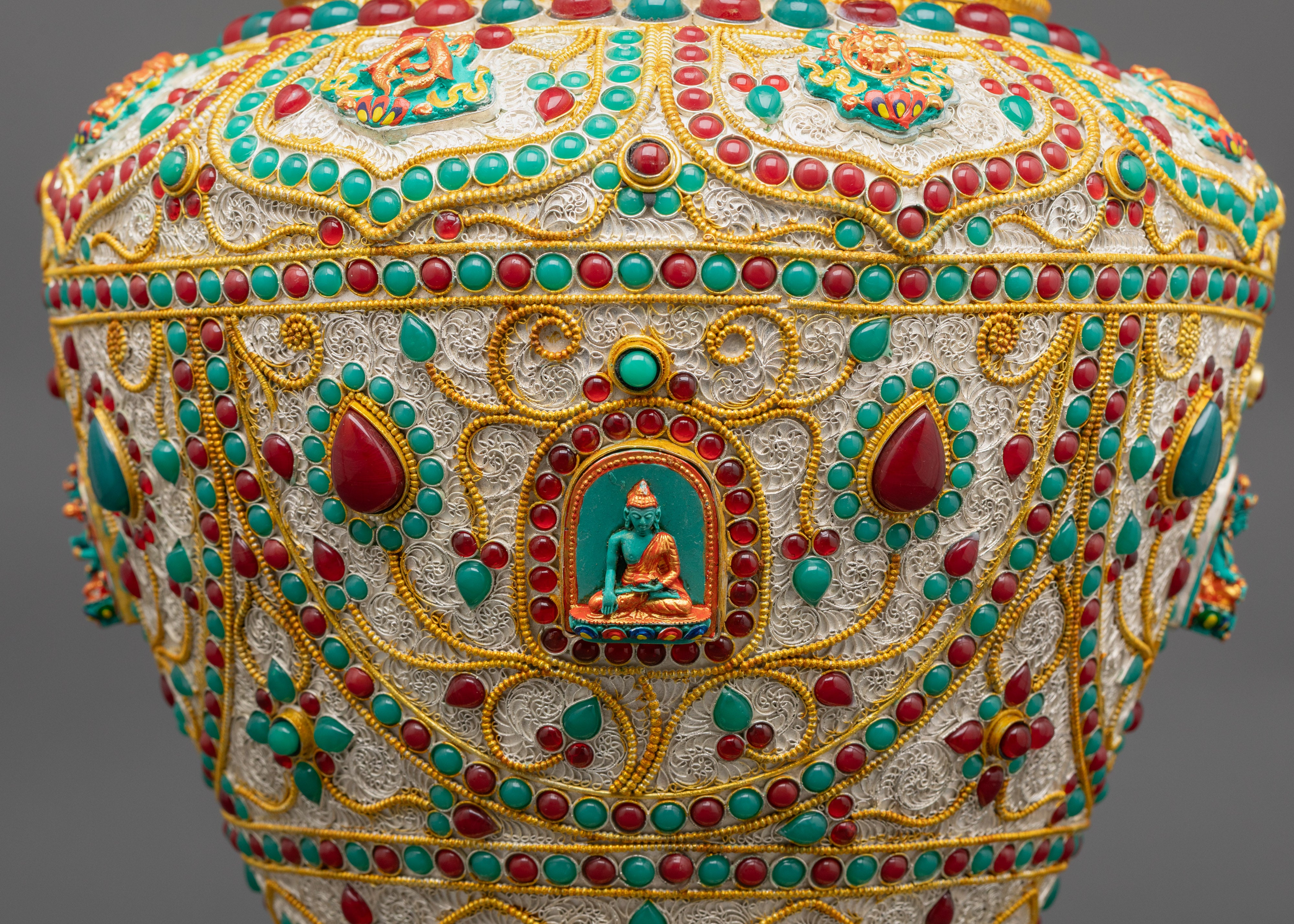 Shop Tibetan Rice Pot | Handcrafted Silver-Plated Ritual Vessel