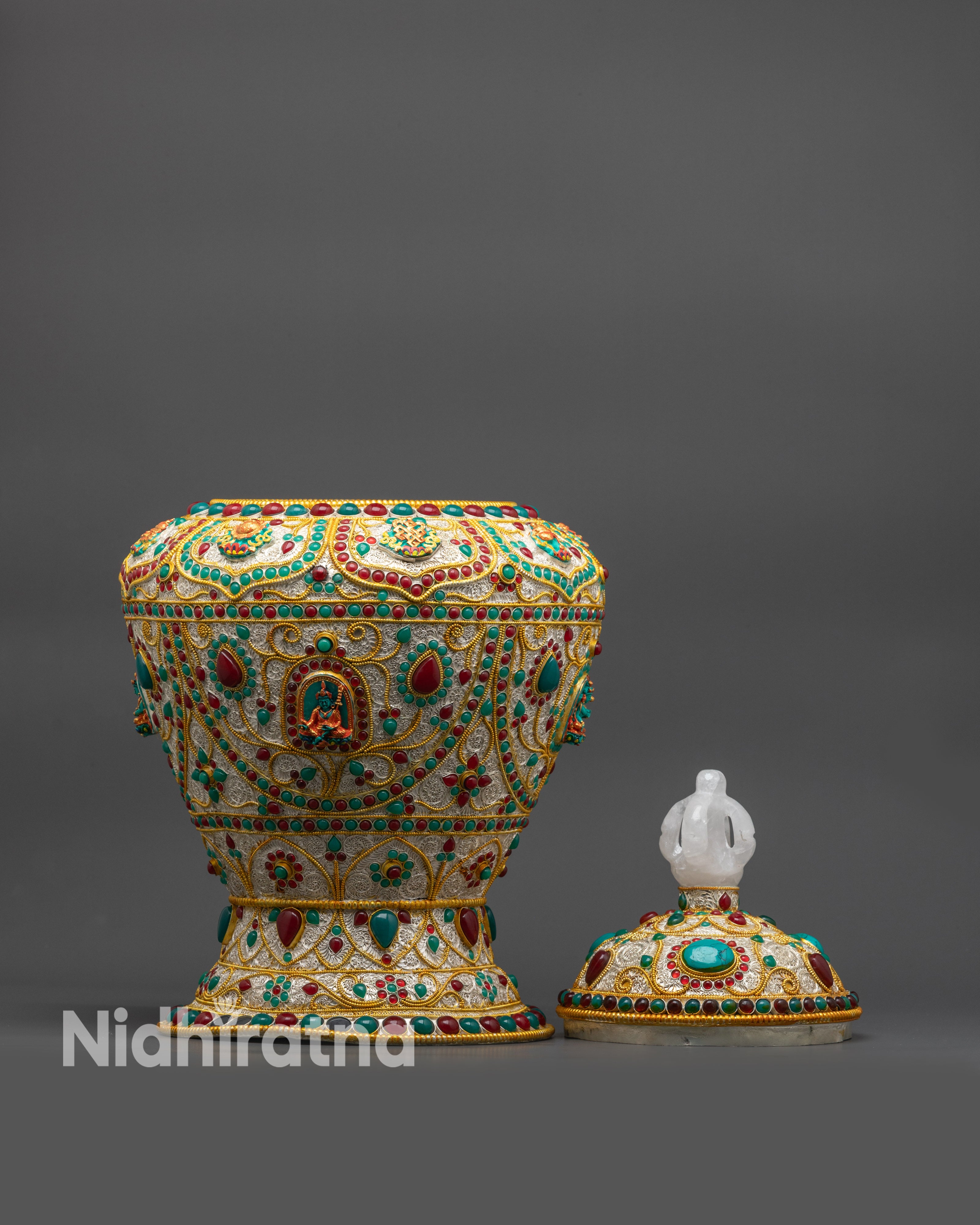 Shop Tibetan Rice Pot | Handcrafted Silver-Plated Ritual Vessel