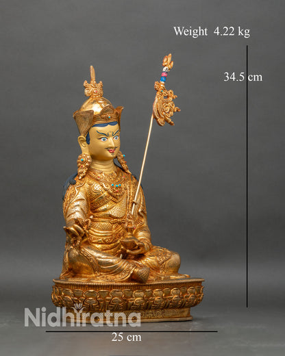 Right profile of Guru Rinpoche statue, handcrafted Nepalese Buddhist sculpture