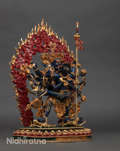 Right profile of Chakrasamvara union statue holding vajra and bell